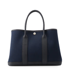 将图像加载到图库查看器中,HERMES Garden Party Blue Marine/Black Toile H Negonda Leather Size TPM