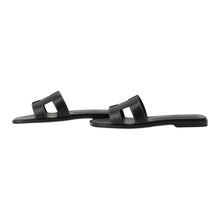 Load image into Gallery viewer, HERMES Oran Sandals Black Box Calf Leather Size 36