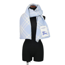 Load image into Gallery viewer, BURBERRY Check Wool Scarf Dive Blue81258301 Wool100%
