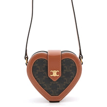 将图像加载到图库查看器中,CELINE Triomphe Heart Tambour Shoulder Bag Tan198212BZJ.04LU PVC Leather