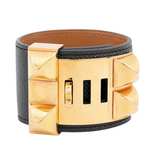 Load image into Gallery viewer, HERMES Collier de Chien Bangle Size XS Black Epsom Swift Leather