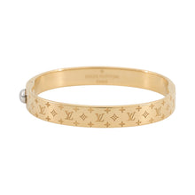 Load image into Gallery viewer, LOUIS VUITTON Cuff nanogram Size M GoldM00252 Monogram・Pattern Metal