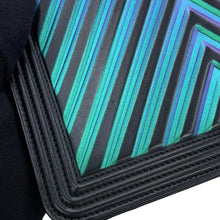 Load image into Gallery viewer, CHANEL Chain Wallet Chevron Black/Metalic Blue Lambskin