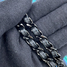 Load image into Gallery viewer, CHANEL Chain Wallet Chevron Black/Metalic Blue Lambskin