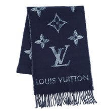 将图像加载到图库查看器中,LOUIS VUITTON Scarf Monogram Check Navy/SmokeBlueM97446 Cashmere100%