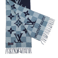 将图像加载到图库查看器中,LOUIS VUITTON Scarf Monogram Check Navy/SmokeBlueM97446 Cashmere100%