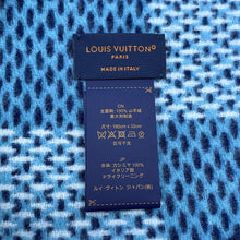 Load image into Gallery viewer, LOUIS VUITTON Scarf Monogram Check Navy/SmokeBlueM97446 Cashmere100%