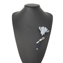 Load image into Gallery viewer, HERMES Brooch Fleur Blue Lynn Metal Lambskin