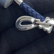 Load image into Gallery viewer, HERMES Brooch Fleur Blue Lynn Metal Lambskin