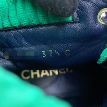 Load image into Gallery viewer, CHANEL CC Logo Combat Boots Navy/GreenG36536 Suede leather Size 37 1/2 C