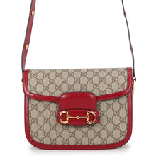 Load image into Gallery viewer, GUCCI Horsebit 1955 Shoulder Bag Beige/Red602204 GG Supreme Size Medium