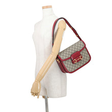 Load image into Gallery viewer, GUCCI Horsebit 1955 Shoulder Bag Beige/Red602204 GG Supreme Size Medium
