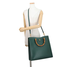 Load image into Gallery viewer, GUCCI Diana Bamboo Handle 2-Way Handbag Green703218 Leather Size Large