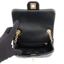 Load image into Gallery viewer, CHANEL Mini Matelasse Diamond Heart Chain Shoulder Bag Black Lambskin Size Mini