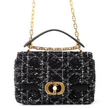 Load image into Gallery viewer, Dior Jolly Top Handle Shoulder Bag Black/WhiteM9271UTKV Tweed Leather Size Small