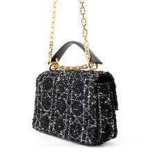 Load image into Gallery viewer, Dior Jolly Top Handle Shoulder Bag Black/WhiteM9271UTKV Tweed Leather Size Small