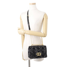 Load image into Gallery viewer, Dior Jolly Top Handle Shoulder Bag Black/WhiteM9271UTKV Tweed Leather Size Small