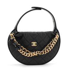 Load image into Gallery viewer, CHANEL Double Chain Bow Hobo Pouch BlackAS3943 Caviar Leather