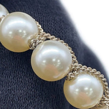 将图像加载到图库查看器中,CHANEL CC Logo Necklace Gold Plated Rhinestone Faux Pearl