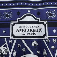 Load image into Gallery viewer, HERMES Carre: The New Lovers of Paris Size 55 Marine/Noir/Blanc Silk100%
