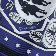 Load image into Gallery viewer, HERMES Carre: The New Lovers of Paris Size 55 Marine/Noir/Blanc Silk100%