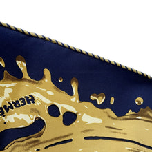 Load image into Gallery viewer, HERMES Freshly painted Size 45 Blue Noir/Bronze Silk100%