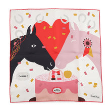Load image into Gallery viewer, HERMES Carre JUST MARRiED! Size 45 Blanc/Rouge/Rose Silk100%