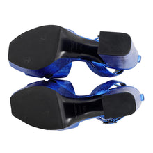 将图像加载到图库查看器中,SAINT LAURENT PARIS Sandals Metalic Blue493035 Leather Size 37 1/2