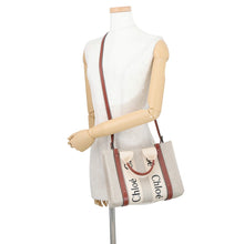 将图像加载到图库查看器中,Chloe Woody Tote Bag Beige/BrownCHC22AS397I2690U Canvas Calf Leather Size Small