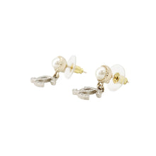 将图像加载到图库查看器中,CHANEL CC LogoFaux Pearl Earrings Gold Gold Plated Rhinestone Faux Pearl