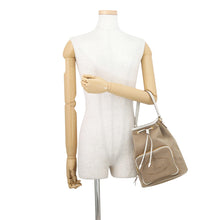 将图像加载到图库查看器中,PRADA Logo Jacquard 2-way Bucket Bag Brown/White1BH097_UCW_F0YSE Canvas Leather