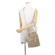 将图像加载到图库查看器中,PRADA Logo Jacquard 2-way Bucket Bag Brown/White1BH097_UCW_F0YSE Canvas Leather