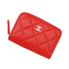 将图像加载到图库查看器中,CHANEL Matelasse Classic Zip Coin Purse RedAP0216 Caviar Leather