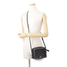Load image into Gallery viewer, Valentino Garavani RockStudded Shoulder Bag Black Leather Studded Size Small