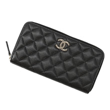 将图像加载到图库查看器中,CHANEL CC Logo Zip Around Long Wallet BlackAP3181 Caviar Leather