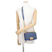 将图像加载到图库查看器中,CHANEL Boy Chanel ChainShoulder Bag BlueA67085 Aged Calf Leather Size Small