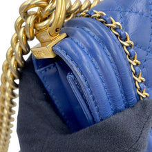 将图像加载到图库查看器中,CHANEL Boy Chanel ChainShoulder Bag BlueA67085 Aged Calf Leather Size Small