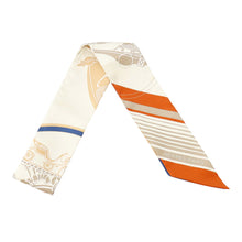 将图像加载到图库查看器中,HERMES Twilly Ex-Libris Crème / Orange / Beige Silk100%