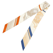 Load image into Gallery viewer, HERMES Twilly Ex-Libris Crème / Orange / Beige Silk100%