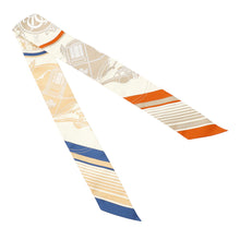 Load image into Gallery viewer, HERMES Twilly Ex-Libris Crème / Orange / Beige Silk100%