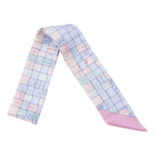Load image into Gallery viewer, HERMES Twilly Bolduc Check Blue Pearl / Rose Pearl / Aqua Silk100%