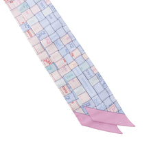 Load image into Gallery viewer, HERMES Twilly Bolduc Check Blue Pearl / Rose Pearl / Aqua Silk100%