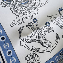 Load image into Gallery viewer, HERMES Carre 70 Crute - Sailor's Tattoo/Bandana Size 70 Blue Jean/Blanc/Black943374S Silk100%