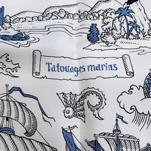 Load image into Gallery viewer, HERMES Carre 70 Crute - Sailor's Tattoo/Bandana Size 70 Blue Jean/Blanc/Black943374S Silk100%