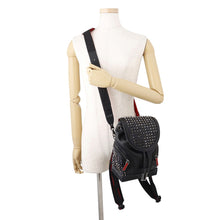 将图像加载到图库查看器中,Christian Louboutin Explorer Funk Studded Backpack Black/Red3215038 Calf Leather Size Small