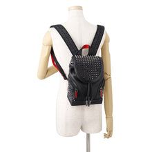 将图像加载到图库查看器中,Christian Louboutin Explorer Funk Studded Backpack Black/Red3215038 Calf Leather Size Small