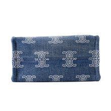 将图像加载到图库查看器中,CELINE Triomphe Covertise 2-way Bag Navy/Tan199162FED.07AT Denim Leather Size Small