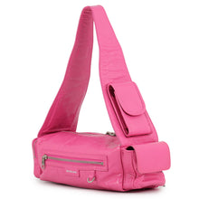 将图像加载到图库查看器中,BALENCIAGA Super Busy Sling Bag Bright Pink762516210CA5639 Lambskin Size XS