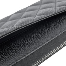 将图像加载到图库查看器中,CHANEL Matelasse Round Zip Long Wallet BlackAP0242 Caviar Leather