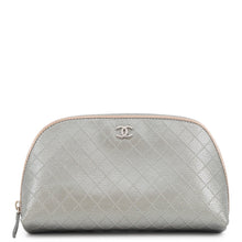Load image into Gallery viewer, CHANEL Cosmetics Pouch Silver Leather